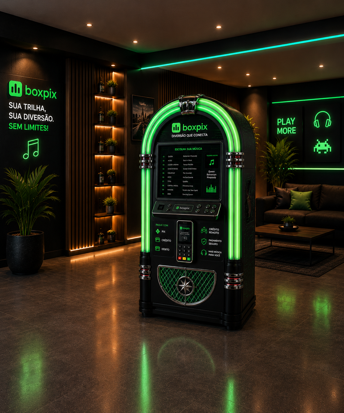 Máquina Jukebox com pagamento BOXPIX
